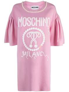 Moschino платье-футболка с искусственным жемчугом