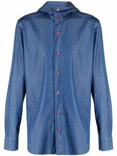 Kiton джинсовая рубашка с капюшоном