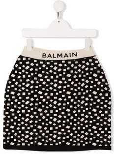 Balmain Kids юбка вязки интарсия с узором