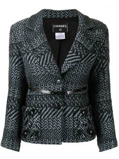 Chanel Pre-Owned блейзер с геометричным узором и поясом