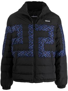 Versace пуховик с узором La Greca