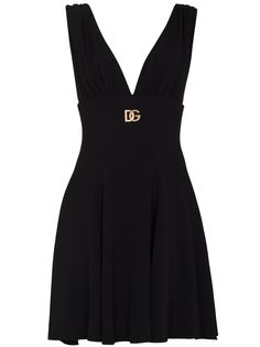 Dolce & Gabbana платье мини с V-образным вырезом и логотипом