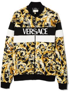 Versace Kids куртка на молнии с принтом Barocco