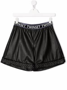 TWINSET Kids шорты из искусственной кожи