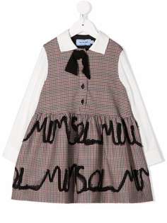 Mi Mi Sol клетчатое платье с вышивкой