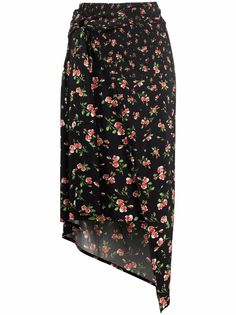 Paco Rabanne юбка асимметричного кроя с цветочным принтом