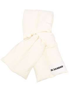 Jil Sander дутый шарф с нашивкой-логотипом