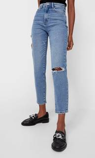 Stradivarius Джинсы Mom Fit Облегающего Кроя Светлый Деним 40