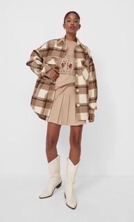 Stradivarius Юбка В Складку Бежевый L