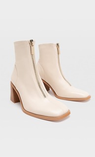 Stradivarius Ботильоны На Широком Каблуке Розовато-Бежевый 35
