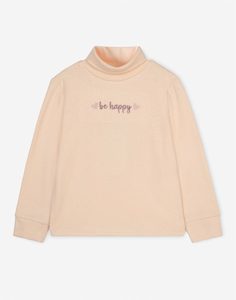 Бежевая водолазка с вышивкой BE HAPPY для девочки Gloria Jeans Gloria Jeans