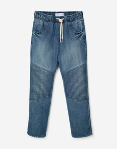 Утеплённые байкерские джинсы Straight для мальчика Gloria Jeans