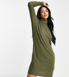 Платье-джемпер мини цвета хаки с высоким воротом Noisy May Tall-Зеленый цвет