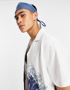 Фестивальная бандана из выбеленного денима ASOS DESIGN-Голубой