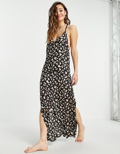Пляжное платье макси с многоцветным принтом Topshop-Multi