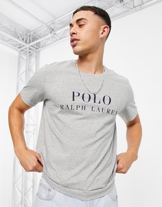 Серая футболка для дома с логотипом-надписью на груди Polo Ralph Lauren-Серый
