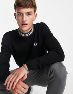 Черный джемпер с полосатым вырезом Fred Perry-Черный цвет