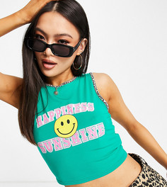 Укороченная майка зеленого цвета с принтом "Ray Of Sunshine" Missguided-Зеленый цвет