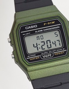 Цифровые часы на силиконовом ремешке черного/зеленого цвета Casio-Черный цвет