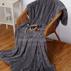 Плед евро, 200х220 см, велсофт, 100%пэ, Cleo, Carre, серый, 200/006-CR