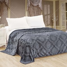 Плед 2-сп, 180х200 см, велсофт, 100%пэ, Cleo, Парма, серый, 180/098-OP