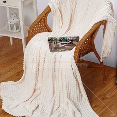 Плед 2-сп, 180х200 см, велсофт, 100%пэ, Cleo, Carre, молоч, 180/002-CR