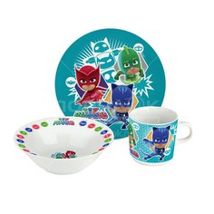 Набор детской посуды керамика, 3 шт, Герои в масках, круж 220мл,тарел 19cм,салат 17.5см