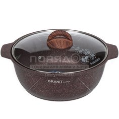 Кастрюля-жаровня алюминий, антиприг, 4 л, с крыш, Kukmara, Granit Ultra, жга41а, красн