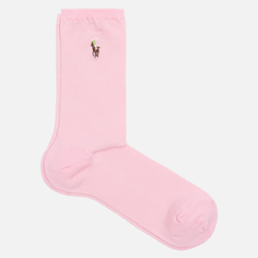 Носки Polo Ralph Lauren Flat Knit Polo Pony Crew Single, цвет розовый