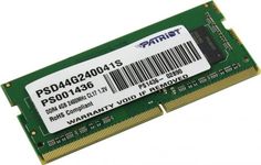 Модуль памяти SODIMM DDR4 4GB Patriot Memory PSD44G240041S PC4-19200 2400MHz CL17 1.2V SR RTL Патриот