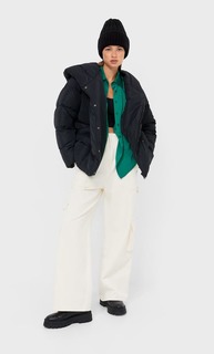 Stradivarius Стеганая Куртка Оверсайз Черный Xs