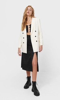 Stradivarius Юбка Миди С Сатинированной Отделкой Черный 36