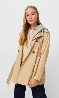 Stradivarius Тренч С Капюшоном Из Мягкой Ткани Цвет Камня M
