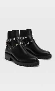 Stradivarius Черные Ботильоны На Низком Каблуке И Рифленой Подошве Черный 41