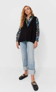 Stradivarius Жилет Оверсайз С V-Образным Вырезом Черный M