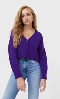 Stradivarius Укороченный Кардиган Пурпурный M