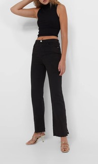 Stradivarius Расклешенные Джинсы Облегающего Кроя С Разрезами Черный 32