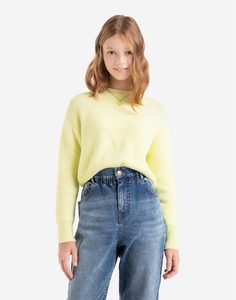 Лимонный пушистый джемпер для девочки Gloria Jeans