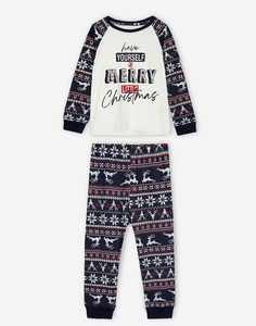Пижама с новогодним принтом для мальчика Gloria Jeans