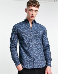 Облегающая рубашка с леопардовым принтом Bolongaro Trevor Kaleidoscope-Темно-синий