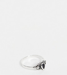 Кольцо из стерлингового серебра с гравировкой и ониксом Kingsley Ryan-Серебристый