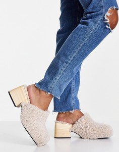 Кремовые клоги-мюли из искусственной овчины Topshop Raven-Белый