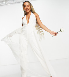 Облегающий комбинезон цвета слоновой кости со съемной юбкой из тюля Starlet Bridal-Белый