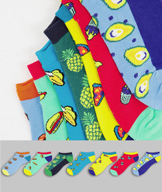 Набор из 7 пар спортивных носков с принтом еды Jack & Jones-Разноцветный