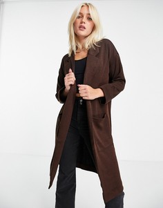 Коричневое пальто-кардиган с рукавами 3/4 Pieces Dorita-Коричневый цвет