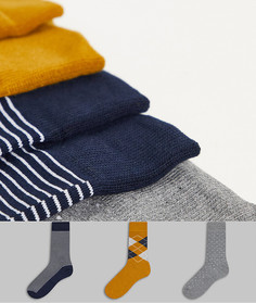 Набор из 3 пар носков из смесового органического хлопка с различными принтами Selected Homme-Разноцветный