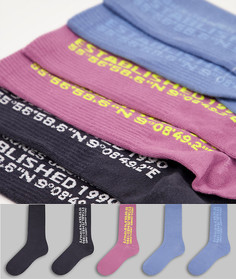 Набор из 5 пар разноцветных теннисных носков с логотипом Jack & Jones-Разноцветный
