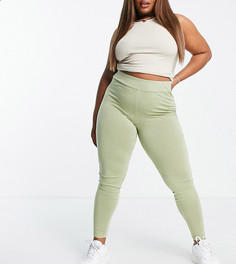 Выбеленные леггинсы цвета хаки натурального окрашивания ASOS DESIGN Curve-Зеленый цвет
