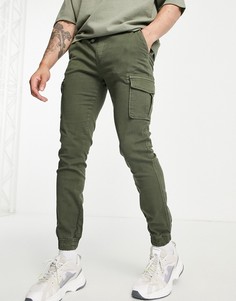 Зауженные брюки с карманами карго и манжетами Bolongaro Trevor-Зеленый цвет