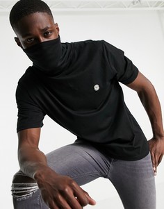 Черная футболка с фиксированным шарфом-снудом Le Breve-Черный цвет